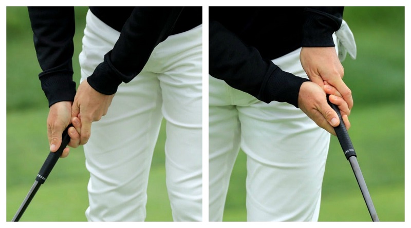 Cách cầm gậy golf putter theo kiểu Reverse-Overlap