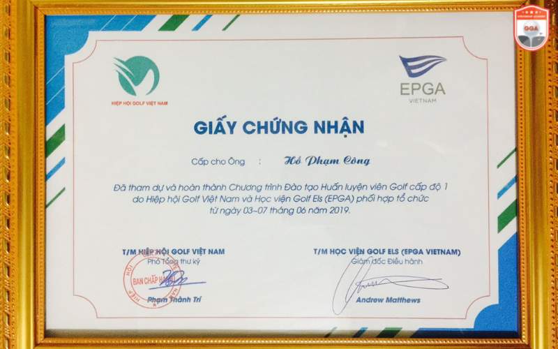 chứng chỉ đào tạo golf