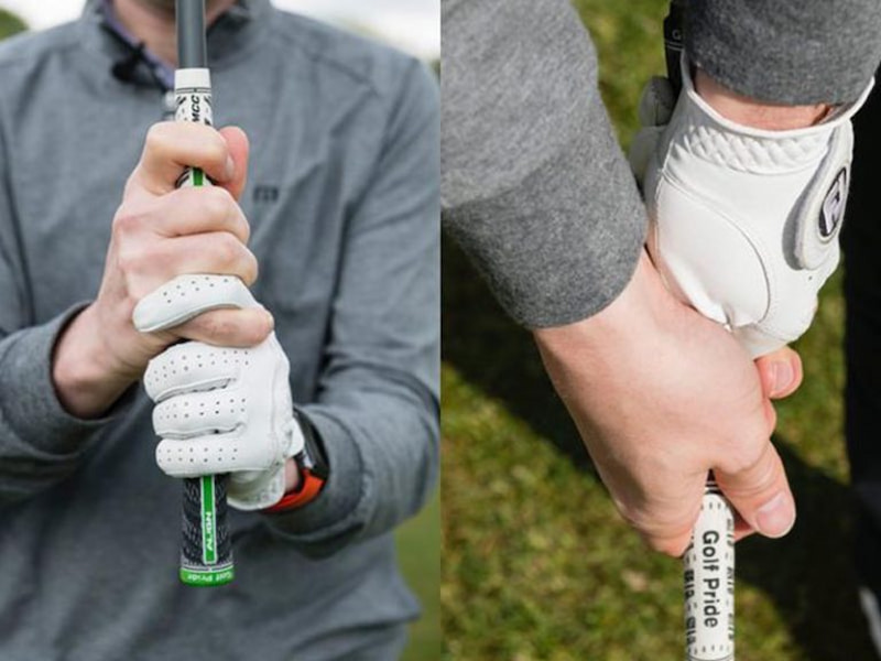 Cầm gậy kiểu Interlock phù hợp với bàn tay golfer nhỏ, căng đầy
