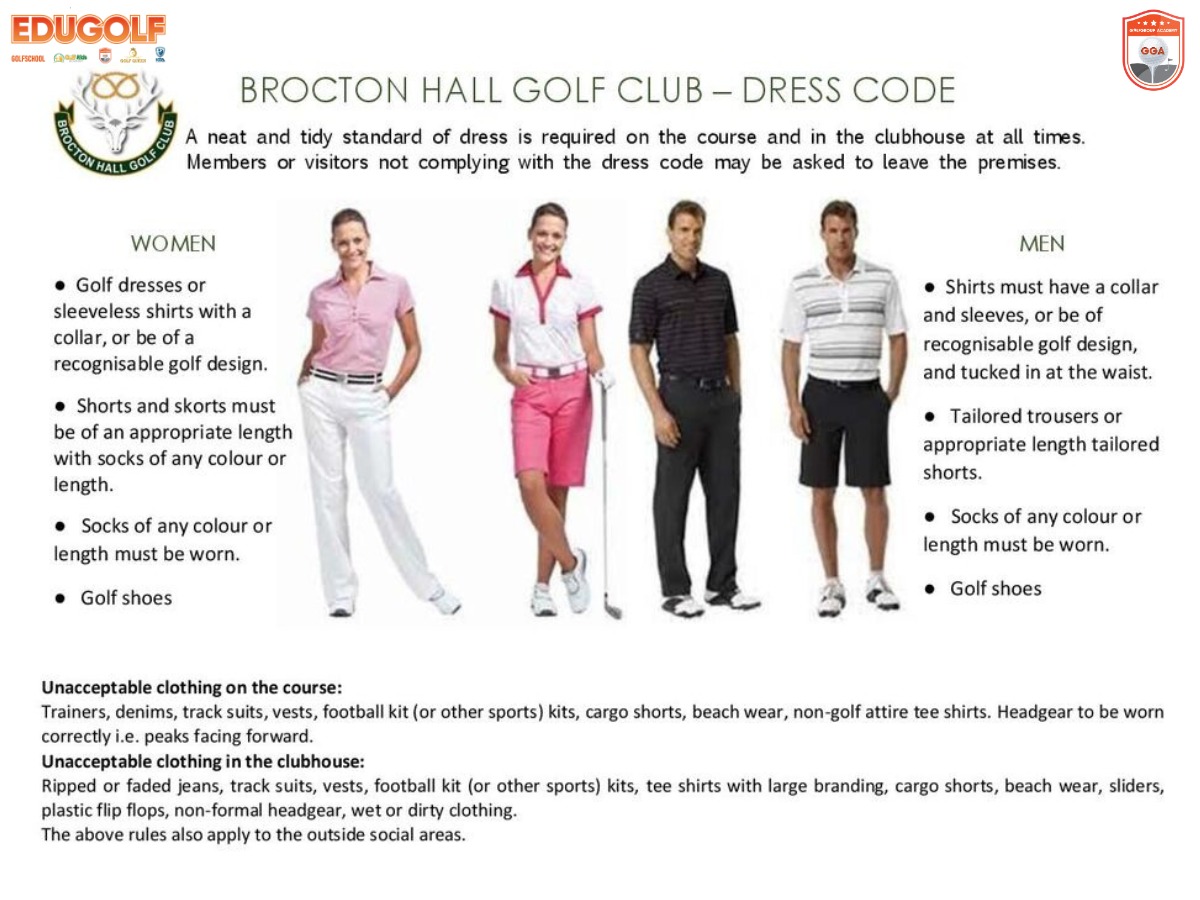 Một ví dụ về quy định thời trang golf của một sân golf tại Hoa Kỳ