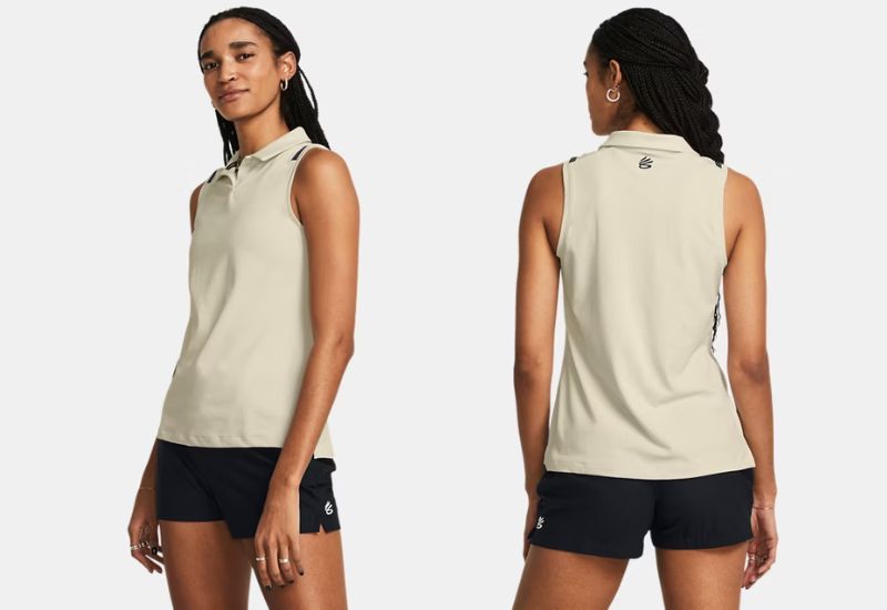 Curry Splash Sleeveless Polo có thiết kế không tay 